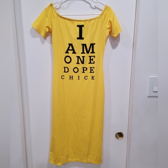 Dresses & Skirts - Small Yellow I AM ONE DOPE CHICK Sheath Dress - EYE CHART - Unbranded
